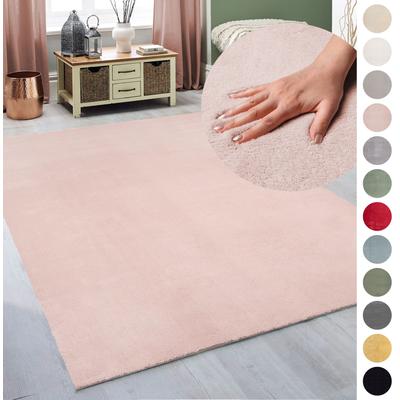Teppich MY HOME "Arabell, Kunstfellteppich", rosa (blush), B:60cm H:16mm L:110cm, Polyester, Teppiche, flauschig, kuschelig, Felloptik, Anti-Rutsch-Unterseite, Waschbar Image