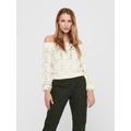 Strickpullover ONLY "ONLVILDA LIFE L/S PULLOVER KNT NCA", Damen, Gr. XS (34), eggnog detail:with melange, Strick, Obermaterial: 75% Baumwolle, 25% Polyester, meliert, modisch, Rundhals, Langarm, Pullover
