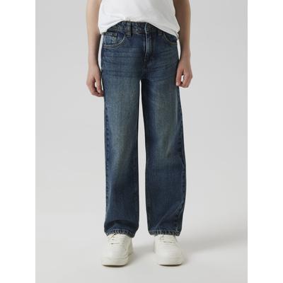 Straight-Jeans NAME IT "NKMRYAN STRAIGHT JEANS 5950-DM NOOS", Jungen, Gr. 122, N-Gr, blau (dunkelblau denim), Denim/Jeans, Obermaterial: 100% Baumwolle, Abriebeffekte, casual, straight fit knöchellang, Jeans Image