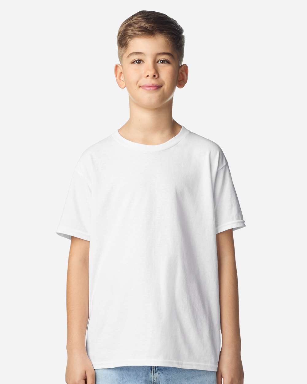 Gildan 3000B Youth Light Cotton T-Shirt in White size Large