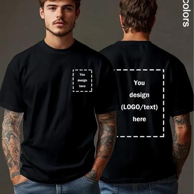 TEMU Customizable Polyester T-shirt For Men And Women - Personalize With Your Own Text, , Or Logos, Casual Crew Neck, Short Sleeve, Summer , Team Building Activities, And Logo Branding, Custom T Shir Image