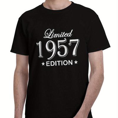 TEMU Unisex 'maglietta 1957 Edition' Graphic T-shirt - Casual Crew Neck, Non-stretch Cotton Tee With Print, Adults, Streetwear Fashion|unique Graphic Tee|glossy Image