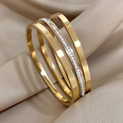 TEMU 3 Stainless Steel Bracelets, Trendy Temperament, Gentle And Romantic, Men To Women, Gorgeous, Simple, Classic, Fresh And Sweet Gifts Image