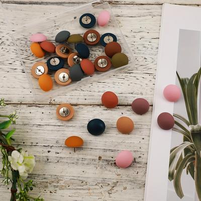 TEMU 30 Matte Pushpins, Colorful Round Map Pins, Resin Decorative Pushpins, Steel Tip Reusable, Cute Pushpins For Cork Board, Photo, Calendar, Home, Office, Box Set Image