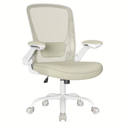 TEMU Office Chair, Swivel Chair, Mesh Chair, Ergonomic Computer Chair, Padded Lumbar Support, Oscillating Function, Seat 53 Cm, Folding Armrests Image