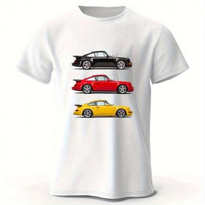 TEMU Car Racing Classic Graphic T Shirts Short Sleeve Cotton T-shirts Oversize Tops Summer Harajuku Streetwear Men's Clothing Image