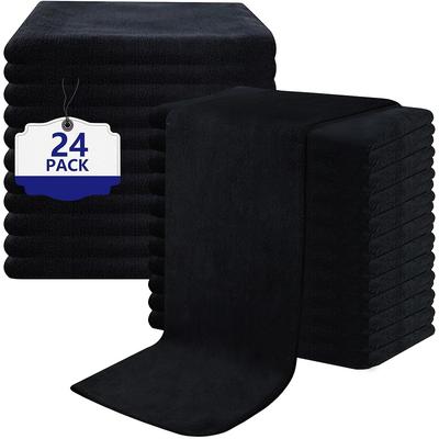 "TEMU 6/24pcs Towel, Super Soft And Absorbent Towel, Used For Salon, Bathroom, Spa, Swimming Pool And Home, 27"x16", Black, Bathroom Accessories | Contemporary Towel | Texture, Bath Towel, Wash Cloths" Image
