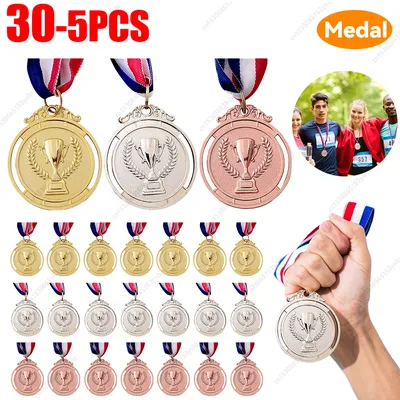 1-30 Gewinner Belohnung Gold Silber Bronze Auszeichnungsmedaille mit Halsband 1. 2. 3. Preis Medaille für Sportwettbewerbspreise für Kinder Image