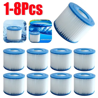 1–8 Stück Pool-Wasserfilterkartuschen Typ VI Spa-Filterkartusche weiche Gummienden Poolfilter für Intex Filter Poolzubehör