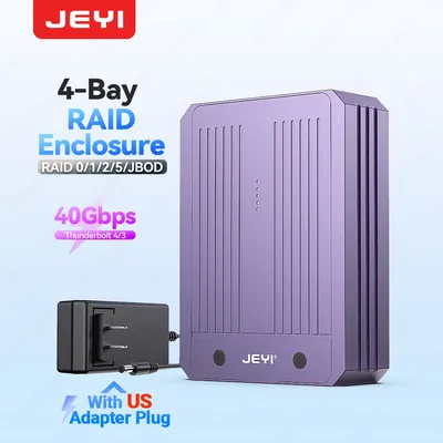JEYI 4-Bay M.2 NVMe SSD Enclosure Thunderbolt 4/3 & USB4 40Gbps, RAID 0/1/5/10 Support,Premium Ultra-Fast Docking Station