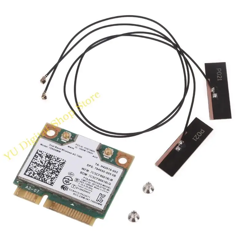 96BA 7260 7260HMW 802.11n 1200 Mbit /s zwei Hälfte Mini PCIe Wireless-N WiFi-Karte BT-kompatible für /isus Image