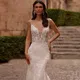Customized 2025 Luxury Spaghetti Straps Mermaid Sleeveless Wedding Dress Scoop Neck Bead Sexy Party Backless Bridal Dresses