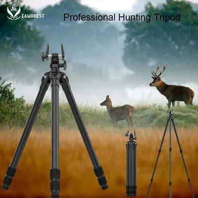 XAMOREST Heavy-Duty Aluminum Outdoor hunting tripod with Quick Release Clamp Compatibility Arca Swiss/Picatinny/RRS Dovetail