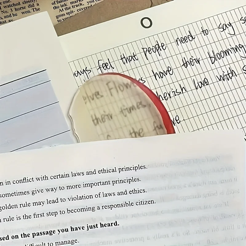 1 Stück verspielte Fruchtscheiben-Lesezeichen – lustige und einzigartige Seitenmarkierung für Bücher, Bürobedarf | Lehrerbedarf aus langlebigem PVC-Material Image