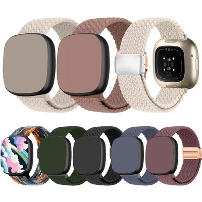 Braided Bands For Fitbit Versa 4/Fitbit Versa 3/Sense 2/Sense 1,Magnetic Clasp Wristband for Fitbit