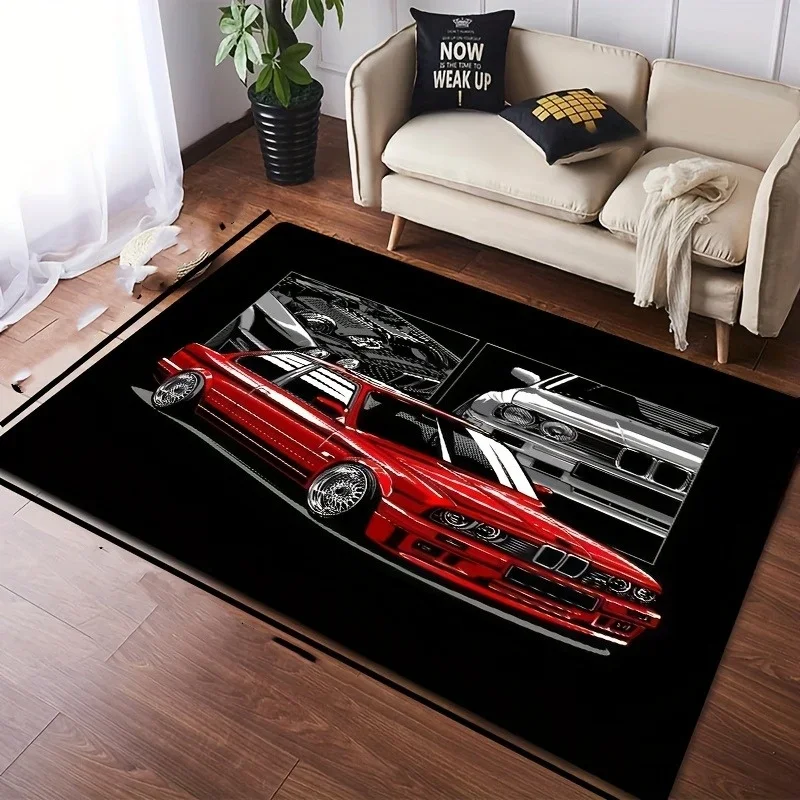 Creative Car Pattern Carpet Children's Bedside Soft Floor Mat Anti-fouling Anti-slip Crawling Pad Kitchen Footpad Home Decor Rug Image