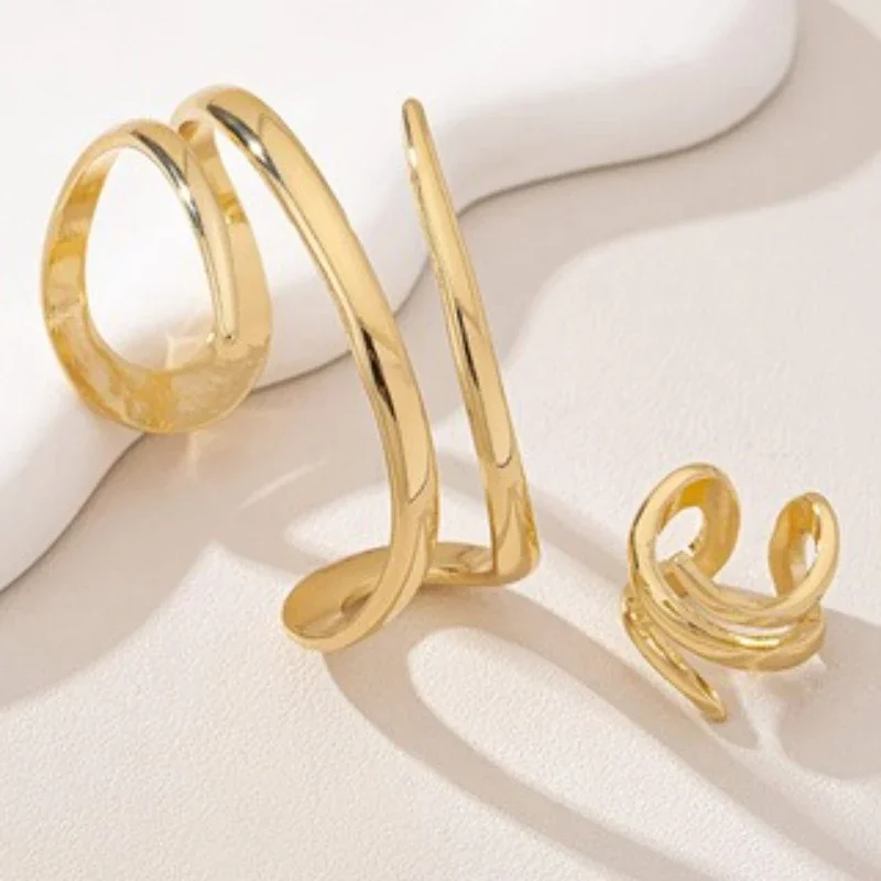 Europa und die Vereinigten Staaten Mode einfaches Design mehrschichtiger Armbandring, klassisches Schmuckset für Damen 2 Stück/Set Image