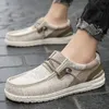 Trend Beige Herren-Segeltuch-Loafer, große Größe 48, leichte Herren-Flache Schuhe, bequemer