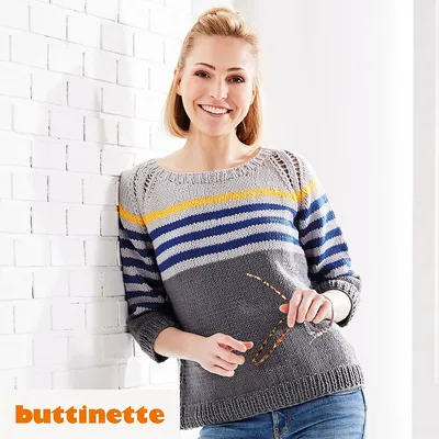 Strickanleitung – Ringelpulli mit Dreiviertelarm aus Woll Butt Lisa Image