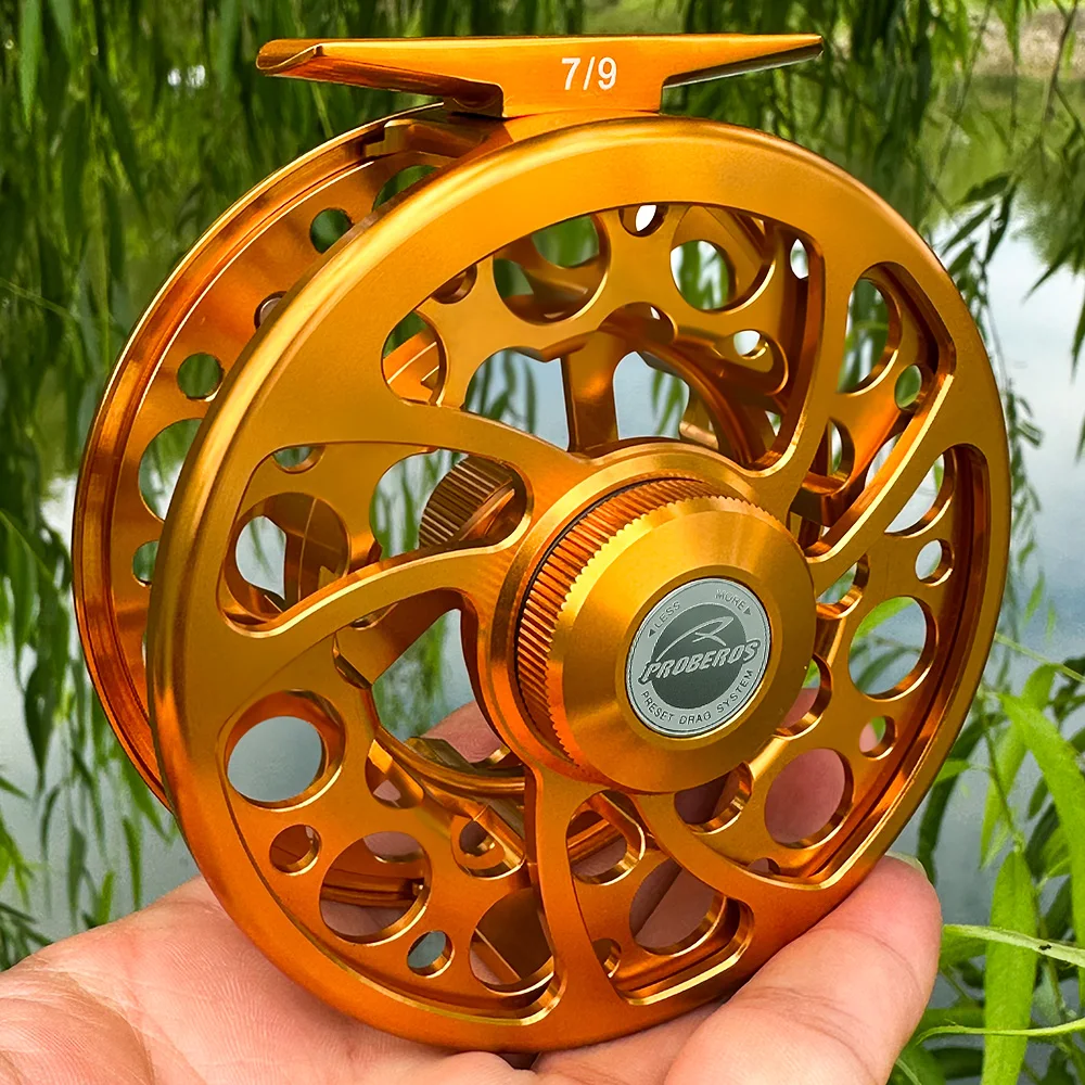 PROBEROS 7/9 7/9 9/10 WT Mulinello da pesca a mosca Metallo lavorato CNC Grande albero Ruota da pesca a mosca professionale in alluminio per acqua salata