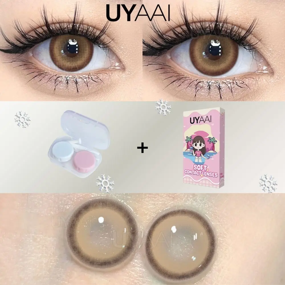 UYAAI-Lentilles de maquillage résistantes 0 ~ 400, 1 paire, accessoires de beauté, série Aoki, yeux bruns et gris, étui gratuit, livraison rapide