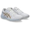 Hallenschuh ASICS "UPCOURT 6 GS", Gr. 36, weiß, champagne, Synthetik, sportlich, Schuhe, für Hallensport