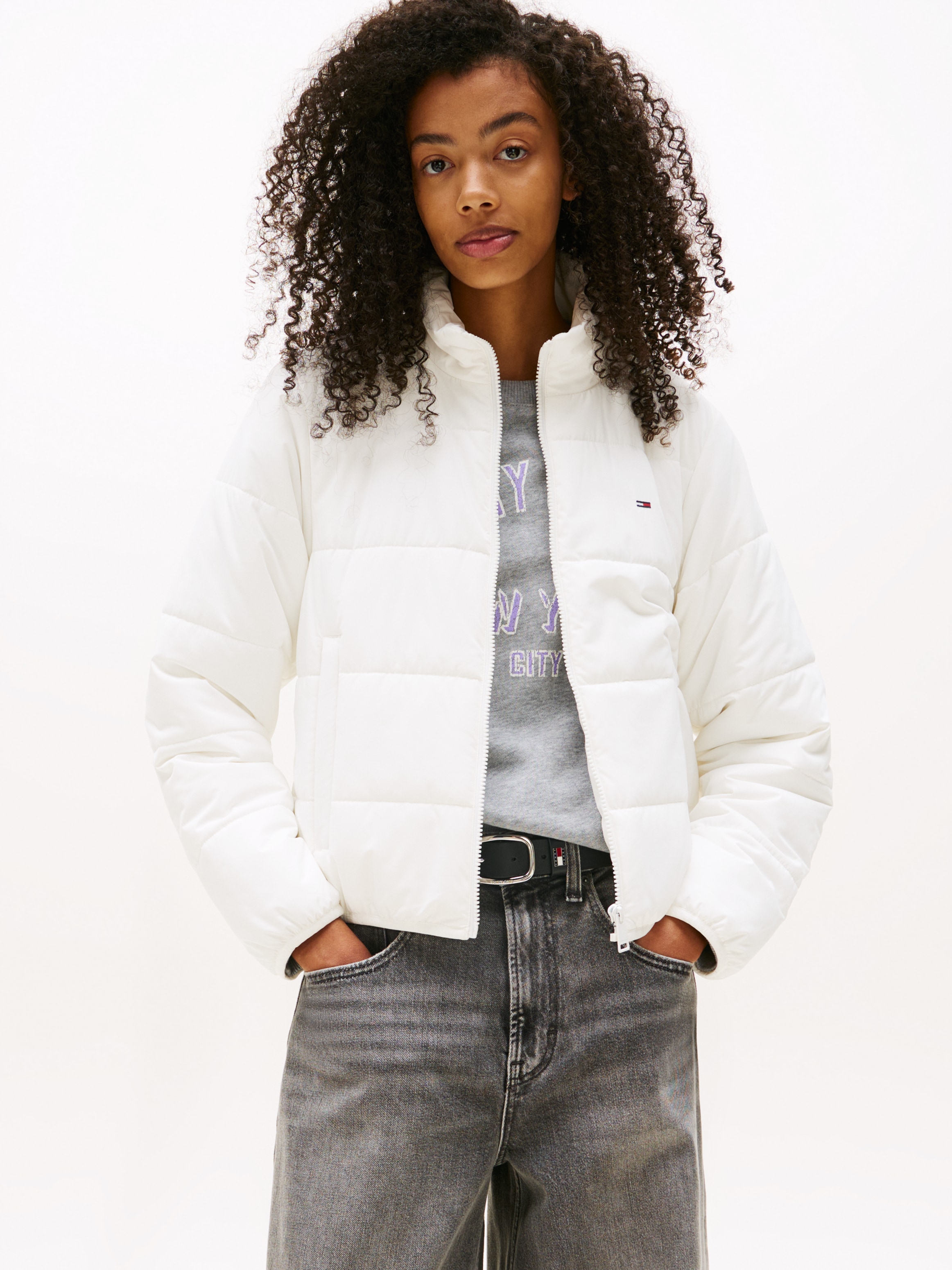 Steppjacke TOMMY JEANS "TJW REG LW PADDED JACKET EXT", Damen, Gr. XXL(44), beige (ecru), Web, Obermaterial: 100% Polyester, unifarben, Jacken Image