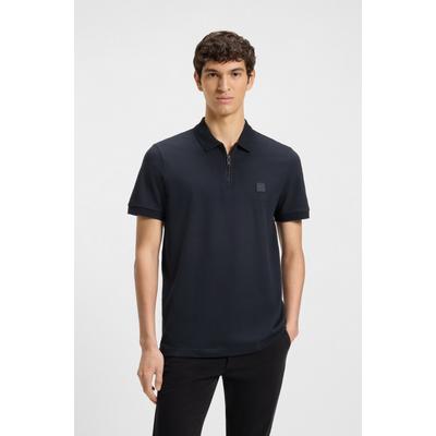 Poloshirt BOSS ORANGE "Passerzip 1025", Herren, Gr. XXL, blau (dunkelblau404), Jersey, Obermaterial: 95% Baumwolle, 5% Elasthan, unifarben, casual, regular fit hüftlang, hoch geschlossener Ausschnitt, Kurzarm eingesetzt Bündchen, Shirts, mit Polokragen Image