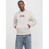 Kapuzensweatshirt JACK & JONES "JJECORP GRAPHIC SWEAT HOOD NOOS", Herren, Gr. XXL, weiß (weiß melange detail:01), angeraute Sweatware, Obermaterial: 70% Baumwolle, 30% Polyester, meliert, bedruckt, modisch, relaxed fit taillenbedeckt, ohne...