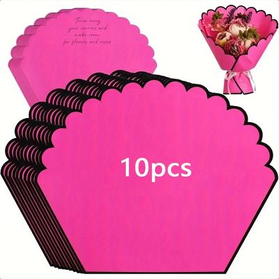 TEMU 10pcs Reusable Bouquet Wrapping Paper With Irregular - High-quality, Durable, Pattern, Assorted Colors For Weddings, Parties, And Gifts, Bouquet Accessories Image