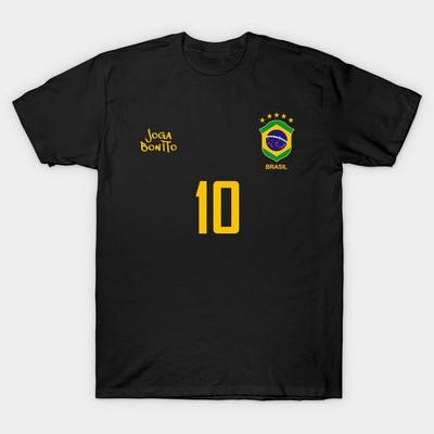 "TEMU Men' Brazil Retro Soccer Jersey T-shirt - "" Graphic, Yellow , Casual Cotton Tee For Soccer Fans, Wear, Soccer Fan Apparel | Retro Soccer Jersey |" Image