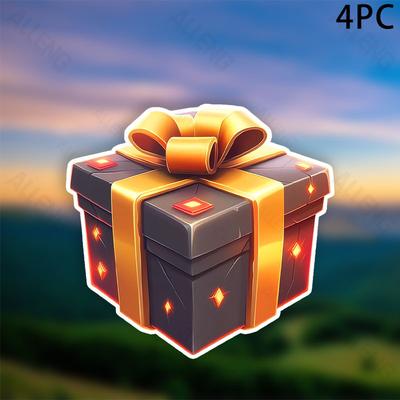 TEMU 4pcs Large Gift Box Vinyl Decals - Black And Golden , Waterproof Self-adhesive Stickers For Car, Bathroom, Toilet And Home Decoratio