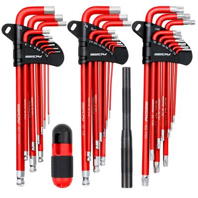 "TEMU Sedy 30pcs Long Arm Ball End L-hex & Torx Key Set With Grip Handle, Hex Key Wrench Set With T-handle And Extension Bars, Sae 1/16" To 3/8", Metric 1.5mm To 10mm, Torx T10 To T50" Image