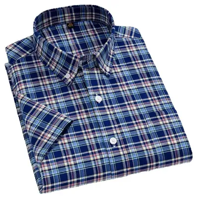 Fits 160KG 11XL 100 Cotton Short sleeve Shirt for Men Shirt Short sleeve Plus Size Oxford Plaid Stripe Men's Shirts Big and Tall