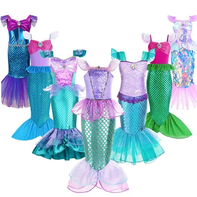 Mermaid Costume Girl Birthday Party Princess Dress Kids Charm Dresses 3 4 5 6 7 8 9 10 Years Image
