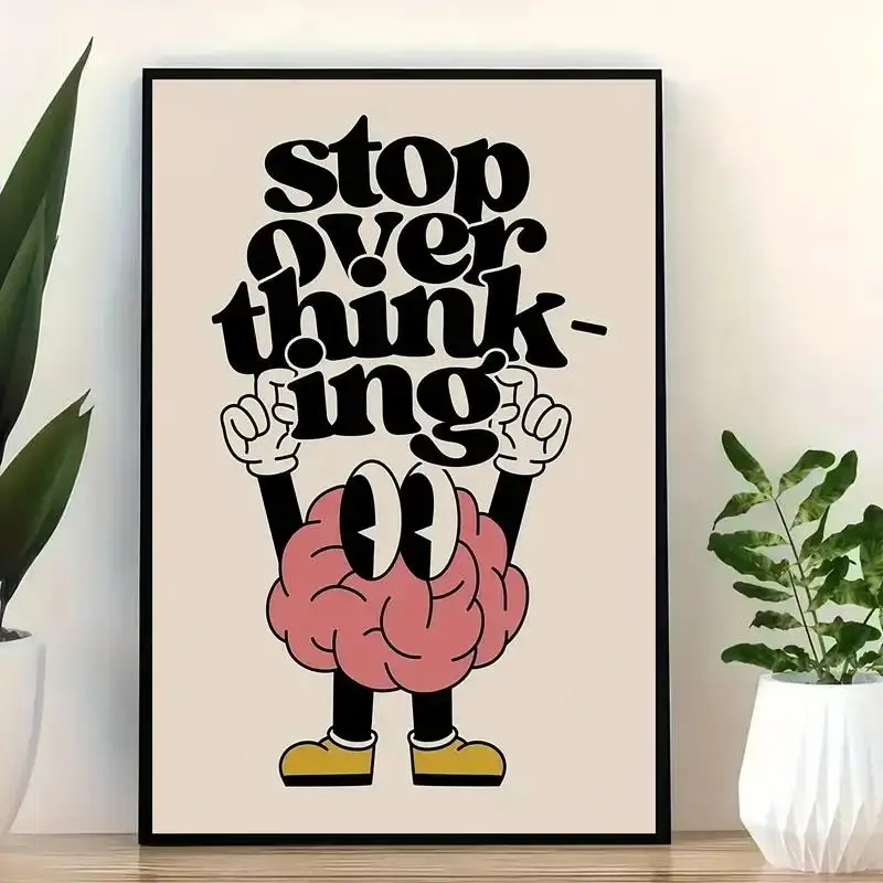 Stop Overthinking Brain And Shoes Wandkunstdrucke, Leinwandgemälde, Poster, Bild für Wohnzimmer, Schlafzimmer, Heimdekoration