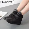 Designer Frau Atmungsaktive High Top Schwarz Weiß Stiefel Frauen Casual Sport Schuhe Plattform