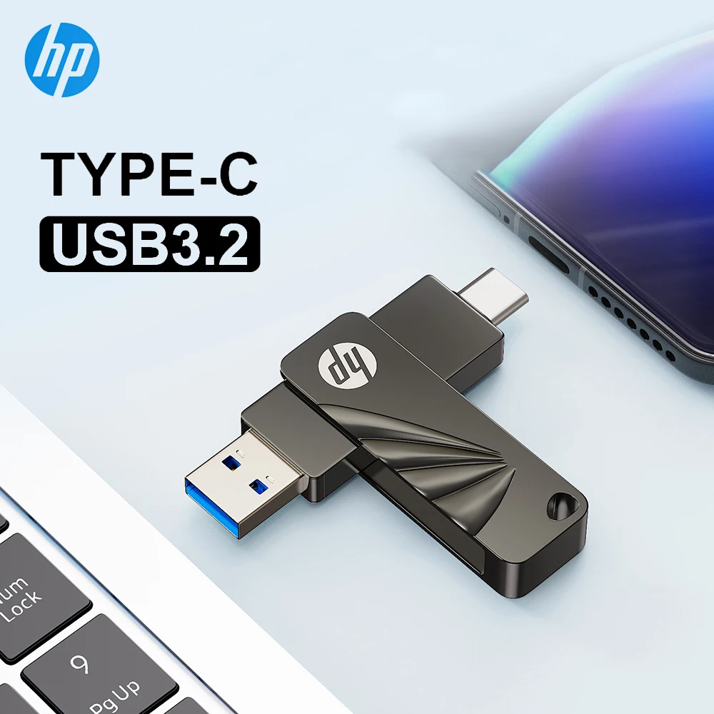 HP Typ C USB-Flash-Laufwerk 64 GB 128 GB 256 GB 2-in-1-Metall-Stick Computer-Handy Dual-Use-Rotierend kreativ Image
