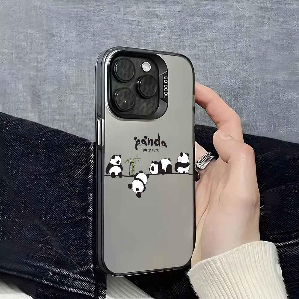 Niedliche Baby-Panda-Handyhülle für iPhone 16, 15, 14, 13, 12, 11, Pro Max Plus – farbenfrohe, weiche TPU-Rückseite mit Farbverlauf Image