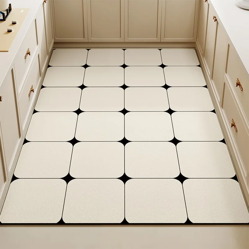 Kitchen Carpet Large Area Rug Pvc Floor Mat Waterproof Oil-proof Leather Foot Mats Home Decoration Plaid Rugs Alfombra De Cocina