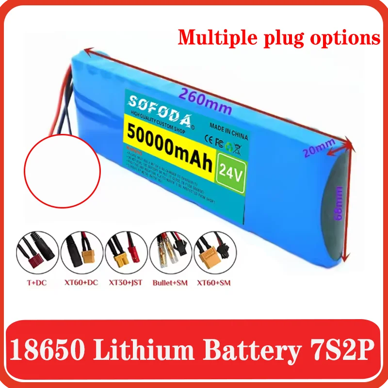 NEU 7s2p 24 V 50 Ah 18650 Akku Lithium-Ionen-Akku 29,4 V 50000 mAh für Elektroroller Balancierroller Image