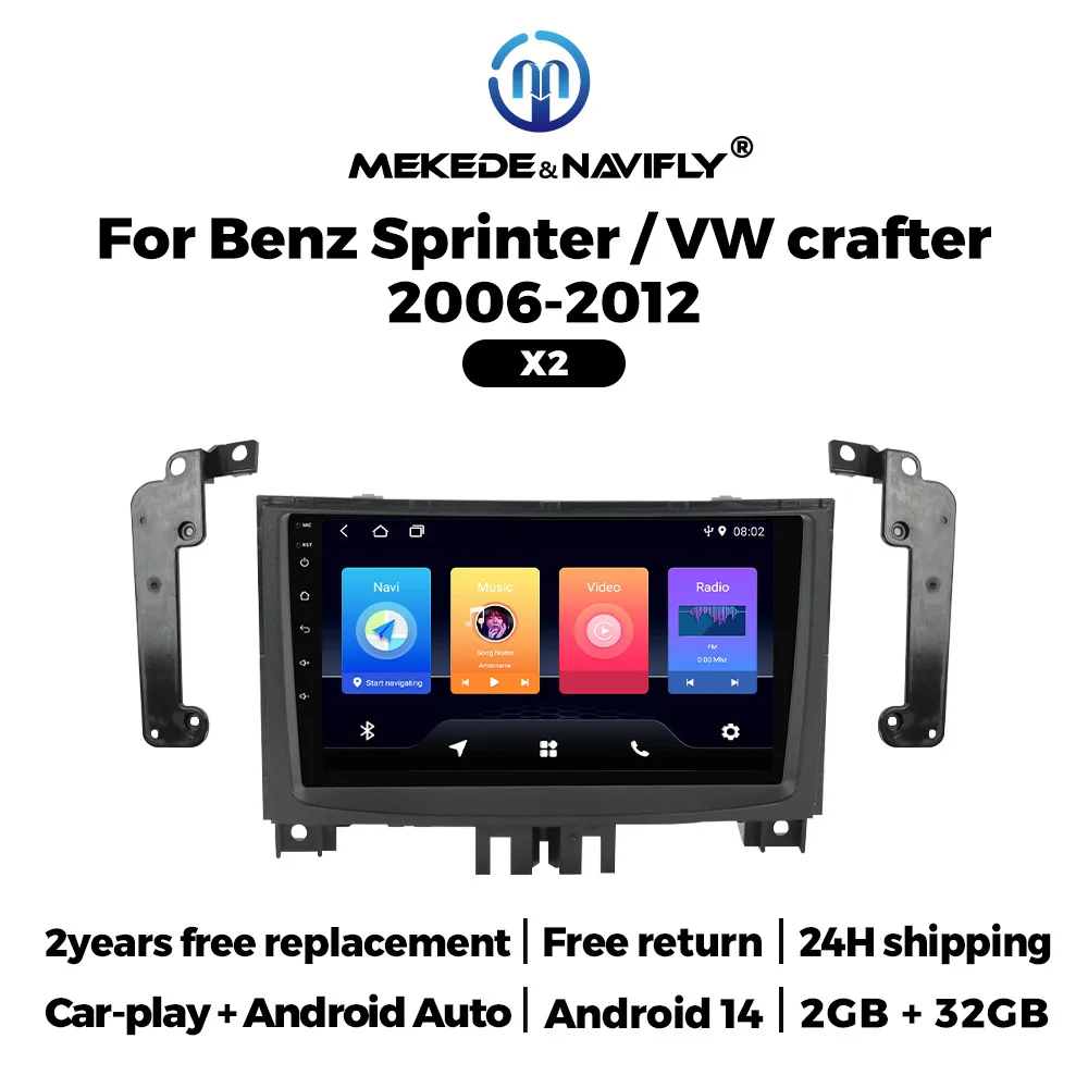 MEKEDE 2025, neuer Android-IPS-Touchscreen für Benz Sprinter, VW Crafter 2006–2016, Autoradio, Stereo, Multimedia, kabelloses Carplay Image