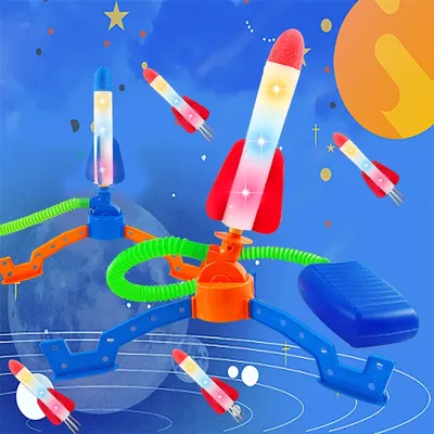 Kids Outdoor Rocket Foot Pump Outdoor Air Pressing Soaring Rocket Suit Jumps Air Powered Rocket Launcher Game Children Toy Gifts