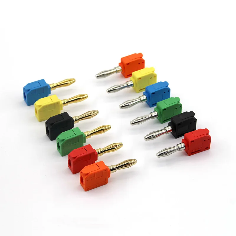 4MM Banana Plug Direct Insertion High Current Solderless Quick Wire Connector Gold Nickel Plated Musical Speaker Banana Jack Image
