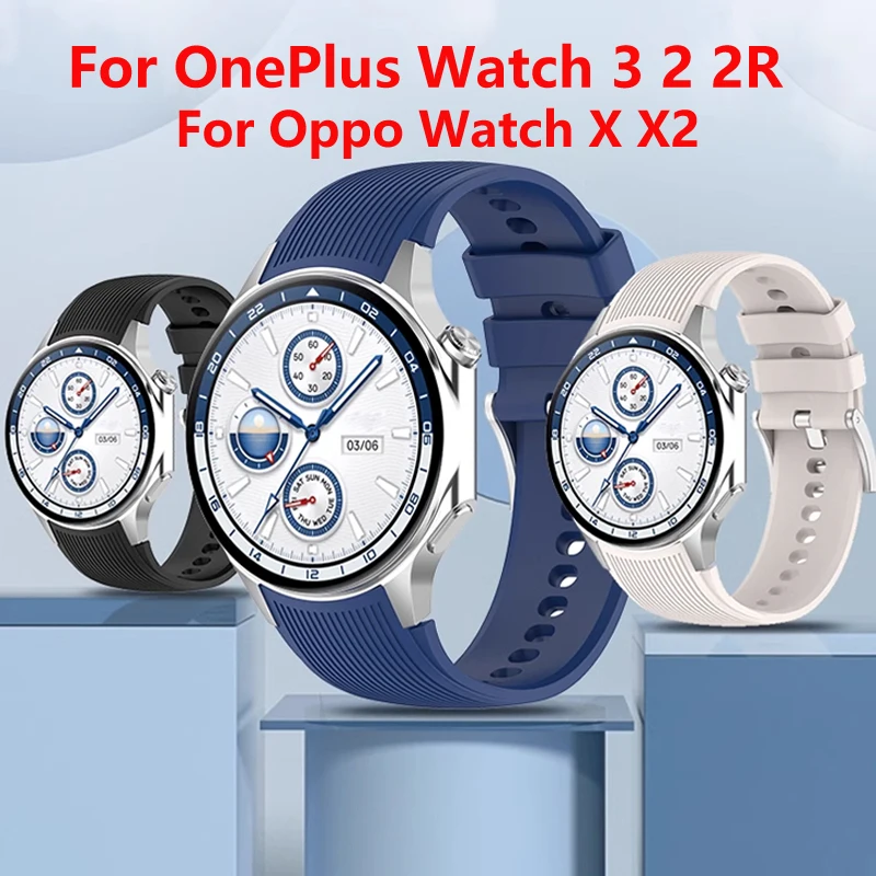 1:1 Offizielles Silikonarmband für OnePlus Watch 3 2 2R, keine Lücken, Ersatzarmband für Oppo Watch X X2 Sportarmband Correa Image