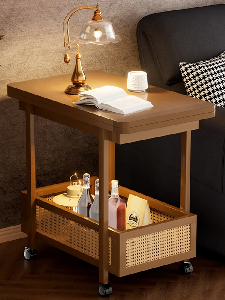 Abnehmbarer Kantentisch, klappbarer Couchtisch, Wohnzimmersofa, Beistellschrank, kleiner Haushaltstisch, Massivholz im antiken Stil Image