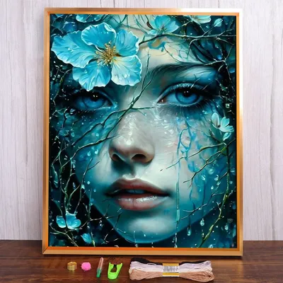 Portrait Flower Girl Printed Fabric Cross Stitch Patterns Embroidery Craft Handiwork Handicraft Sewing Design For Adults Counted