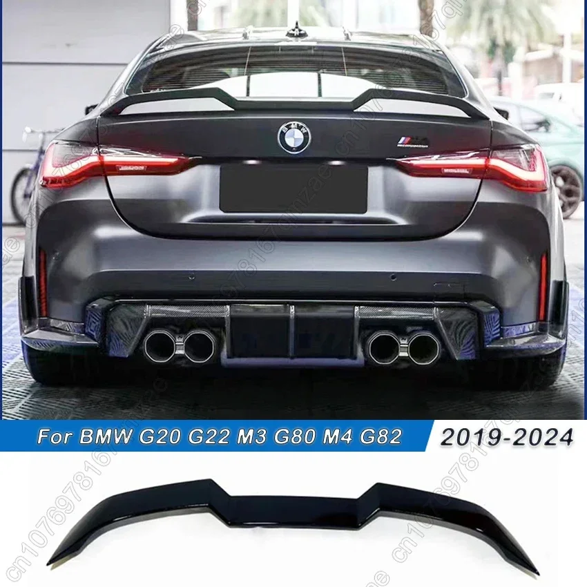 Per BMW Serie 3 G20 Serie 4 G22 M3 G80 M4 G82 2019-2024 Auto V Stile Baule Posteriore Spoiler Tetto Ala Body Kit Nero Lucido
