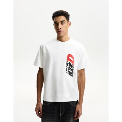 Bershka Initial D Print Short Sleeve T-Shirt Men L White