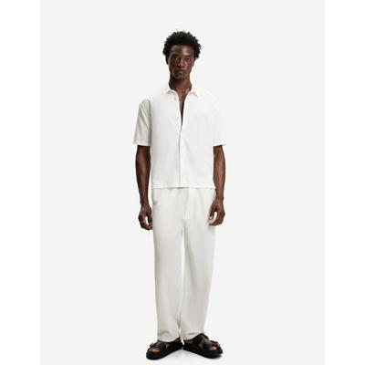 Bershka Pleated Baggy Jogger Trousers Men Xl Off White